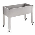 Mesa de Jardinería Elevada de Acero Inoxidable Plateada con Ruedas