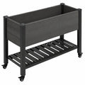 Cama Elevada para Cultivo con Ruedas Gris Oscuro 100x40x80cm