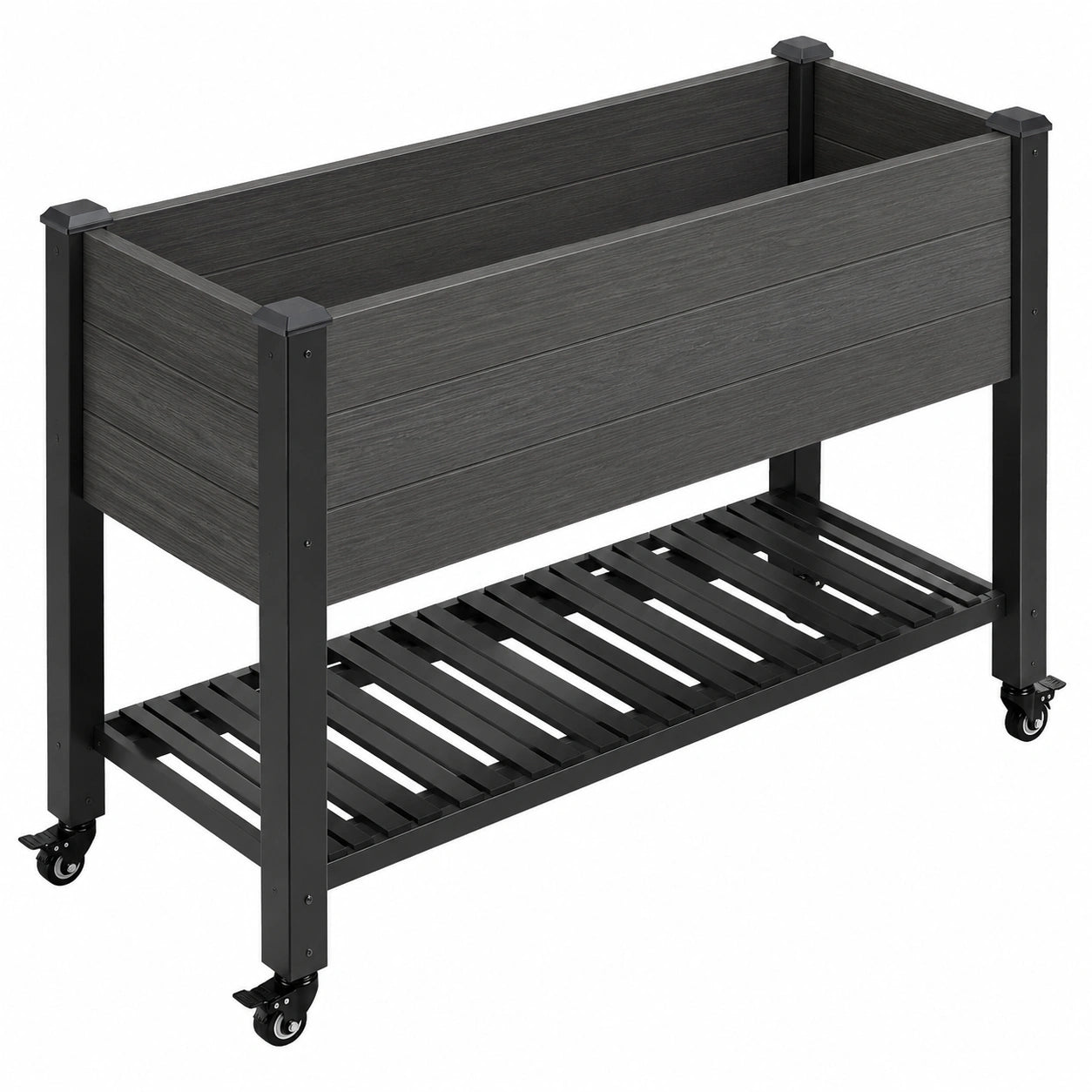 Cama Elevada para Cultivo con Ruedas Gris Oscuro 100x40x80cm