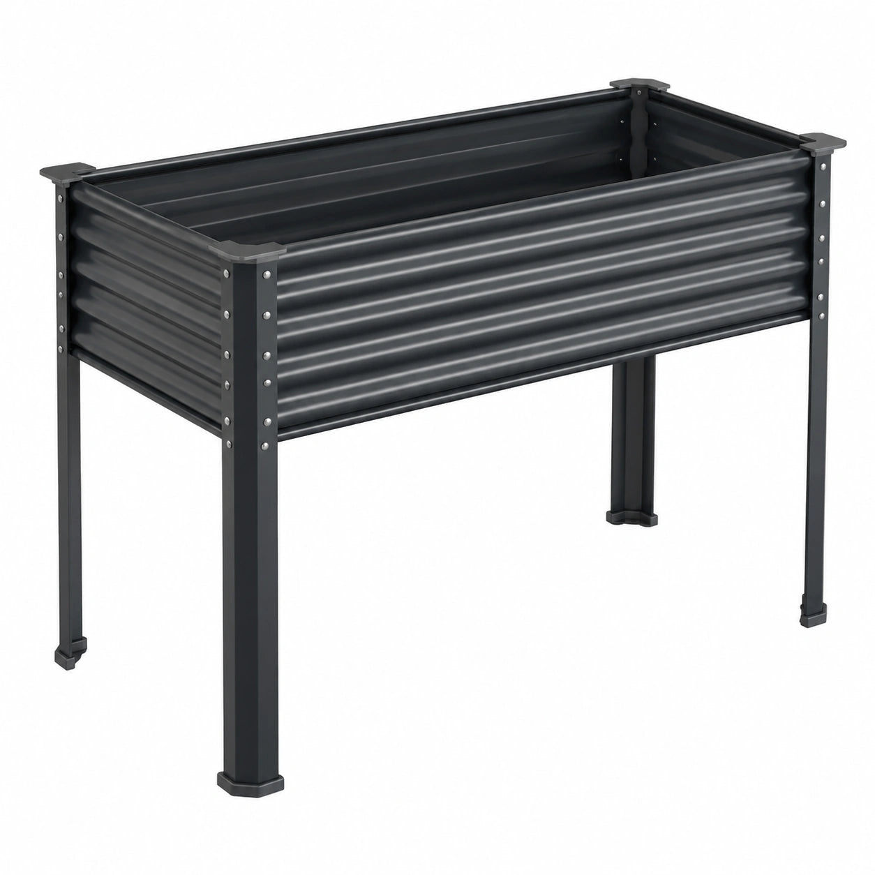 Jardinera Elevada de Acero Galvanizado 90x30x80 cm Negra