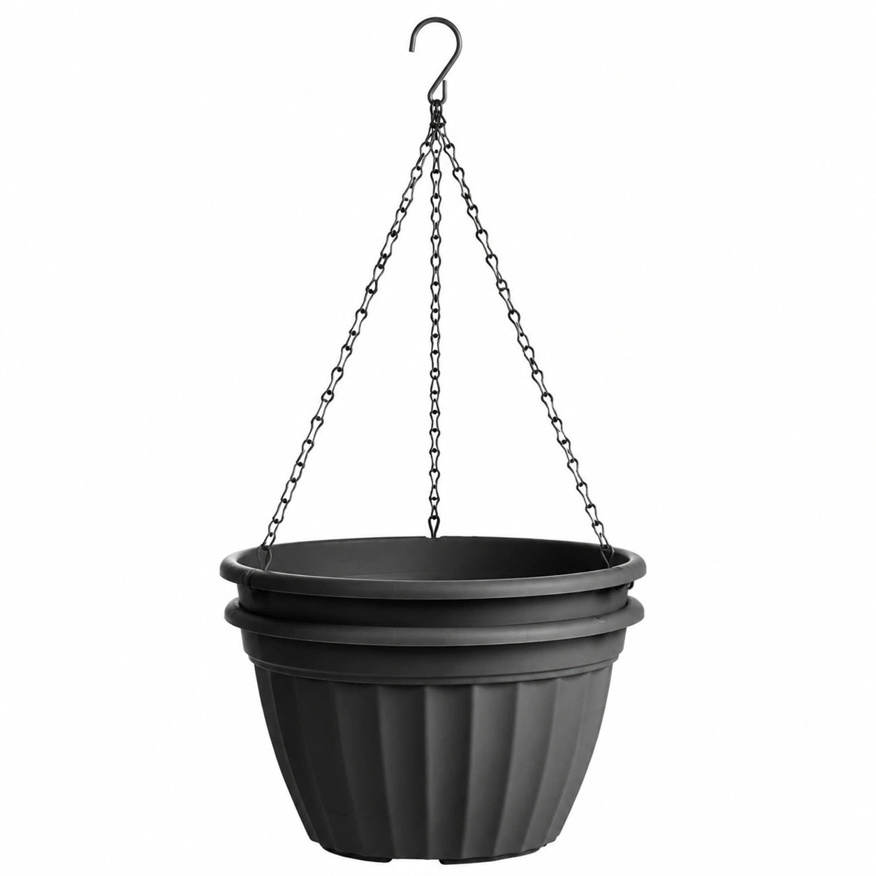 Macetero Colgante Negro con Cadena, 30 cm
